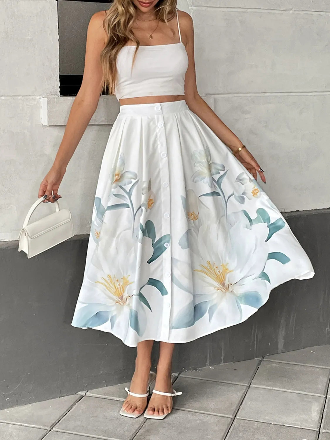 Floral Print Midi Skirt
