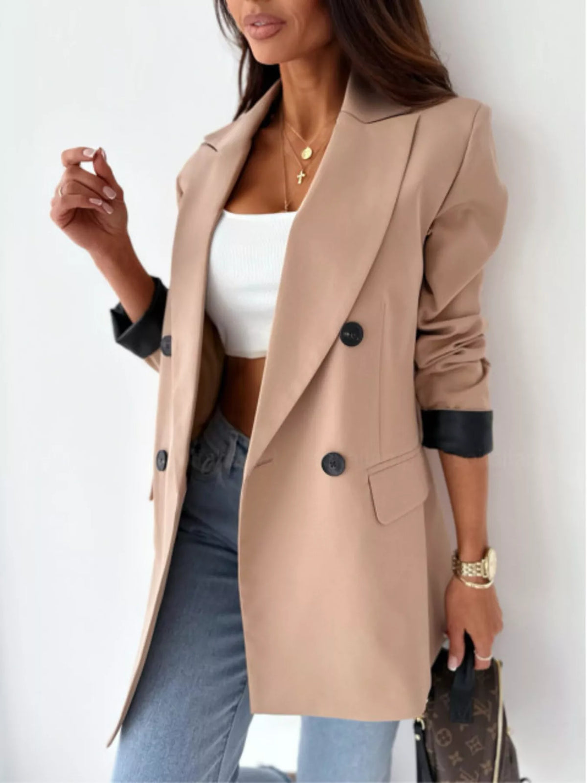 Lapel Collar Long Sleeve Blazer