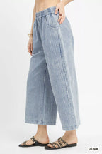 Umgee Stone Wash Stripe Wide-Leg Pants