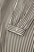 Stripe V Neck Zip Front Cinched High Waist Midi Dress