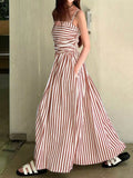 Striped Spaghetti Strap Casual Maxi Dress