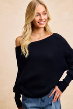 BiBi Waffle Knit Off Shoulder Top