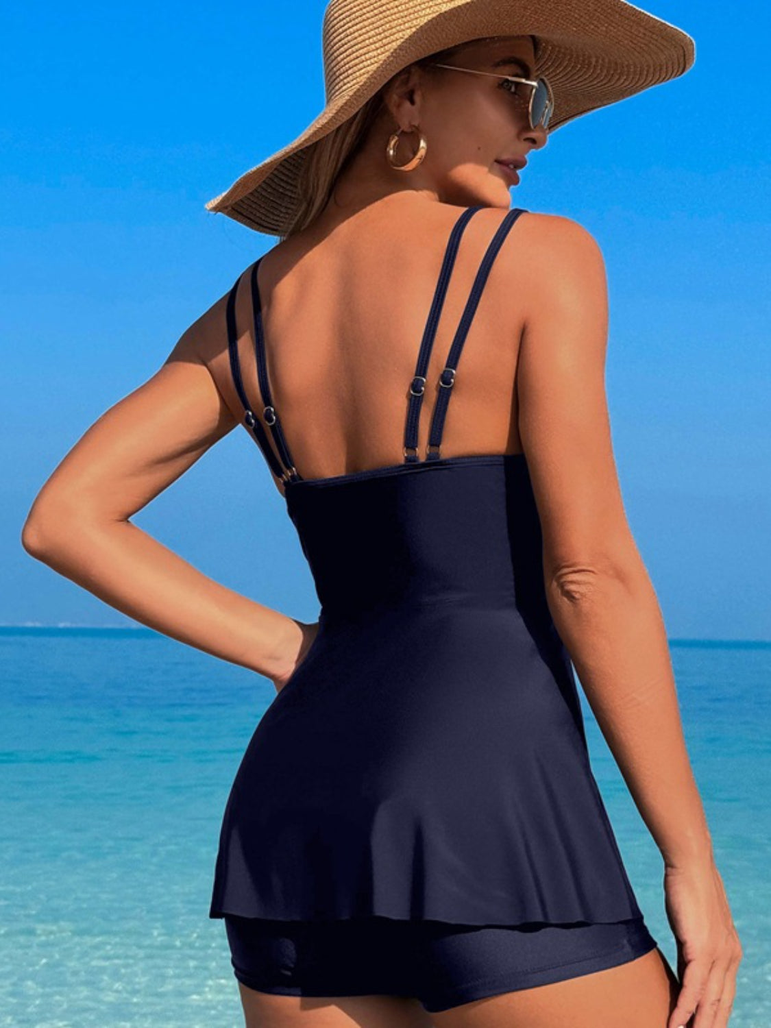 Scoop Neck Double Spaghetti Strap Top and Shorts Set