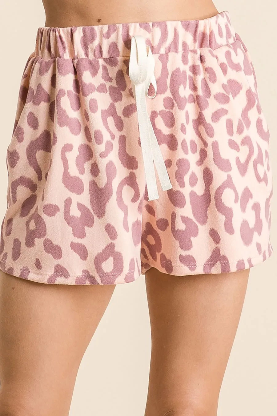 BiBi Leopard Shorts with Twill Tape Drawstring