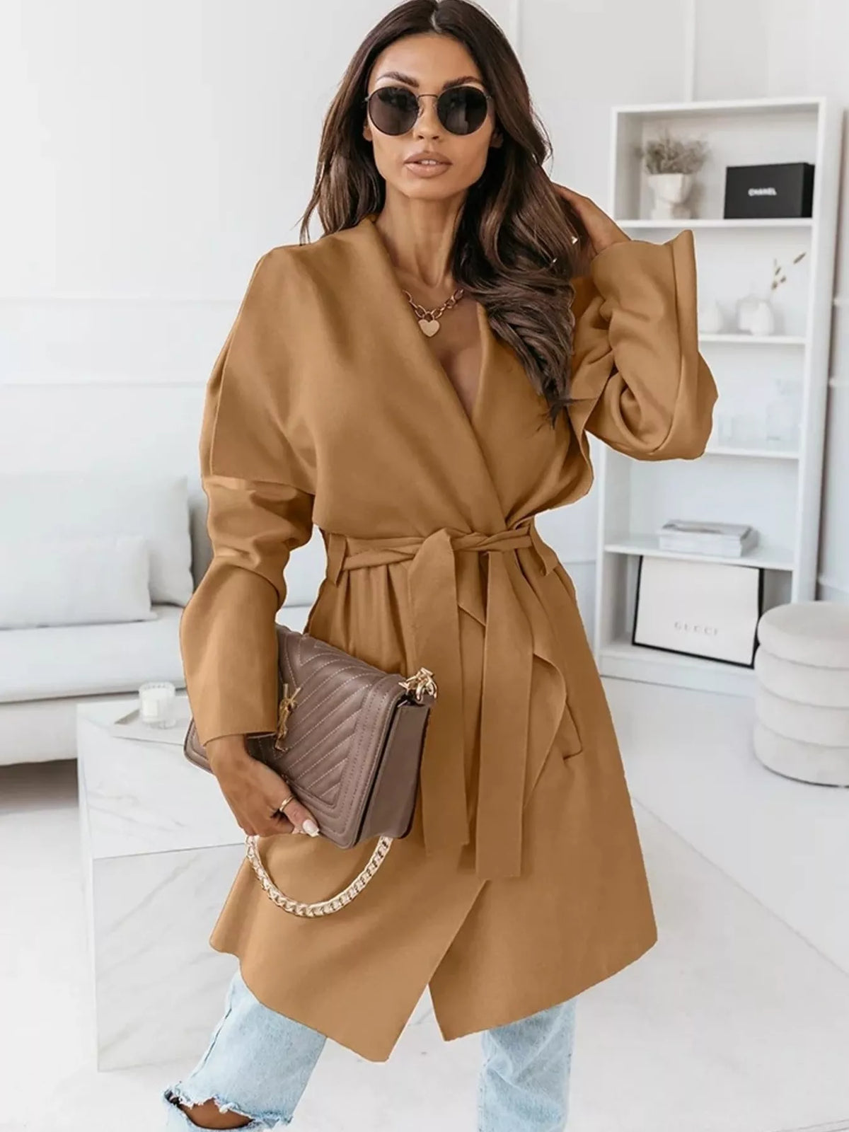 Tie Waist Long Sleeve Outerwear