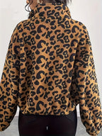 Leopard Fleece Zip-Up Jacket