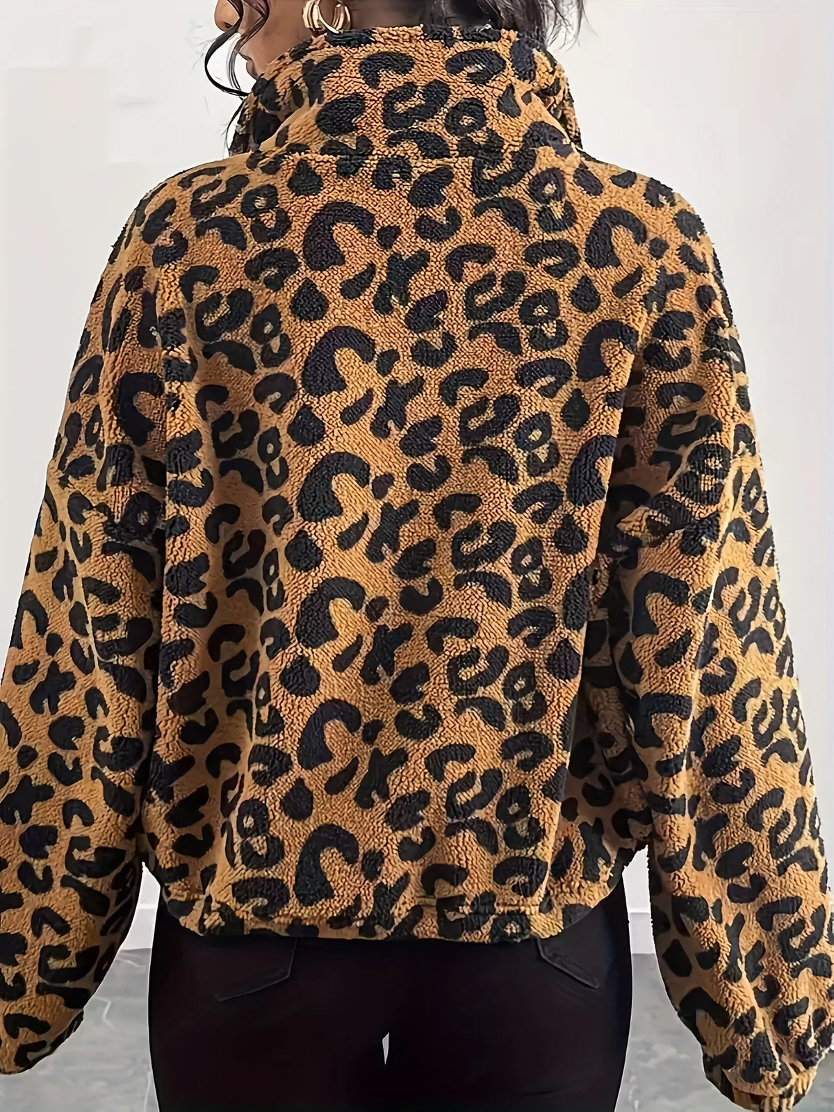 Leopard Fleece Zip-Up Jacket