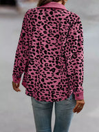 Full Size Leopard Print Button-Down Jacket Plus Size