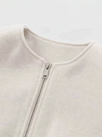 Plus Size Casual Fleece Zip-Up Bomber Jacket