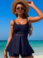 Scoop Neck Double Spaghetti Strap Top and Shorts Set