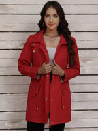 Drawstring Snap-Down Trench Coat