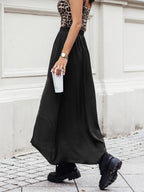 Elastic Waistband High-Slit Maxi Skirt