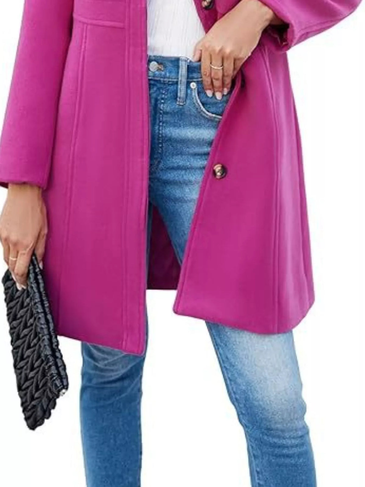 Button-Down Wool Blend Coat