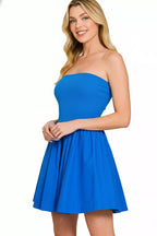 Zenana Combined Knit Tube Top Flare Mini Dress