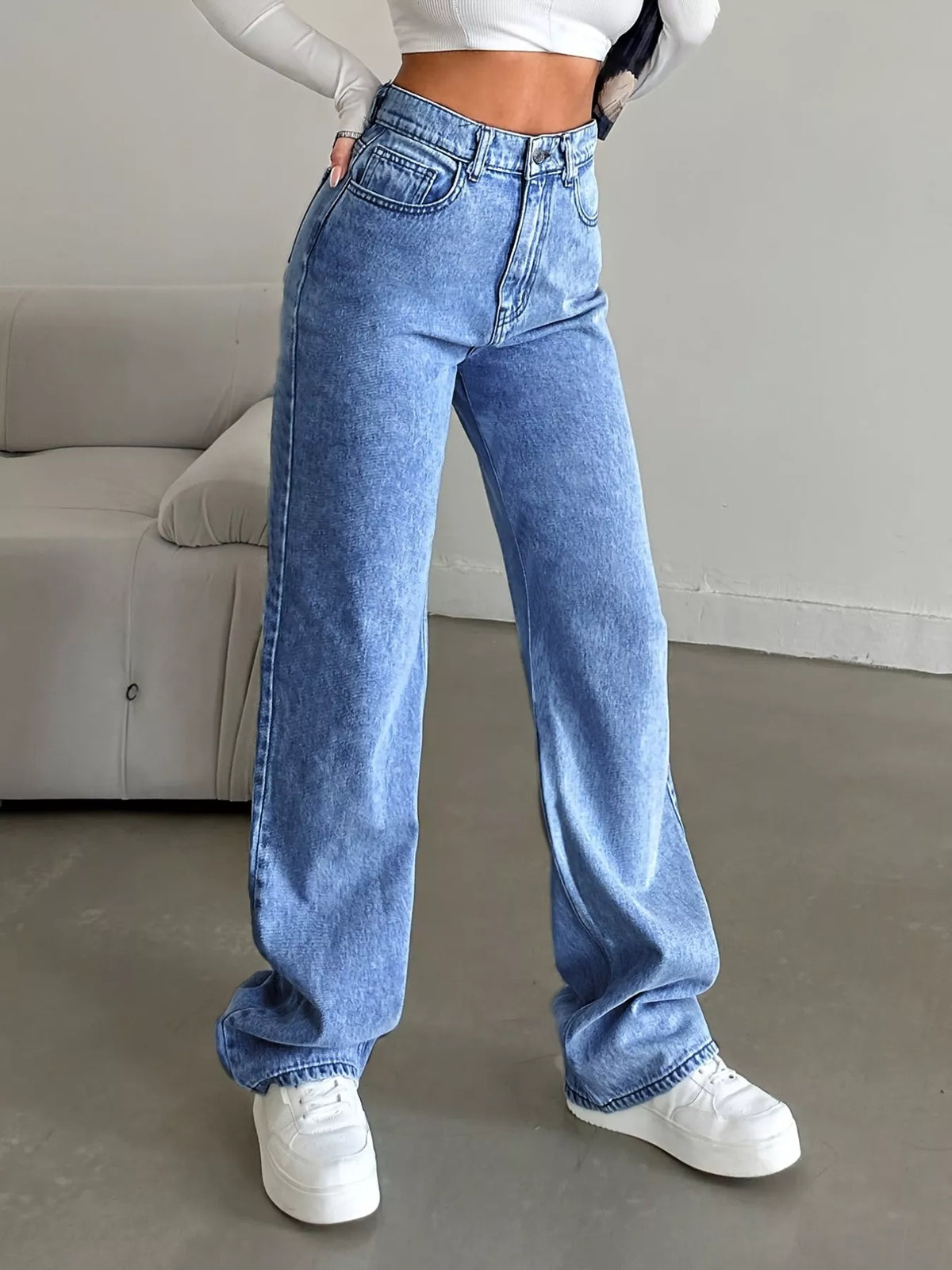 High-Waisted Wide Leg Jeans