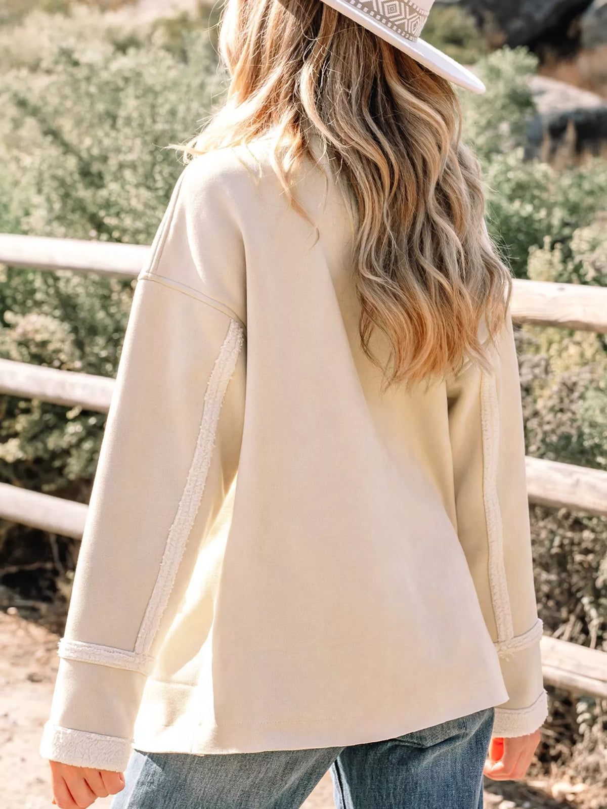 Suede Sherpa Lined Western Loose Jacket