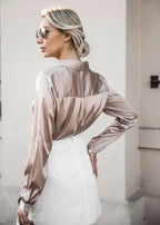 White Button Front Layered Asymmetrical Mini Skirt