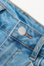 Acid Wash Bowknot Details High Waist Denim Skirt