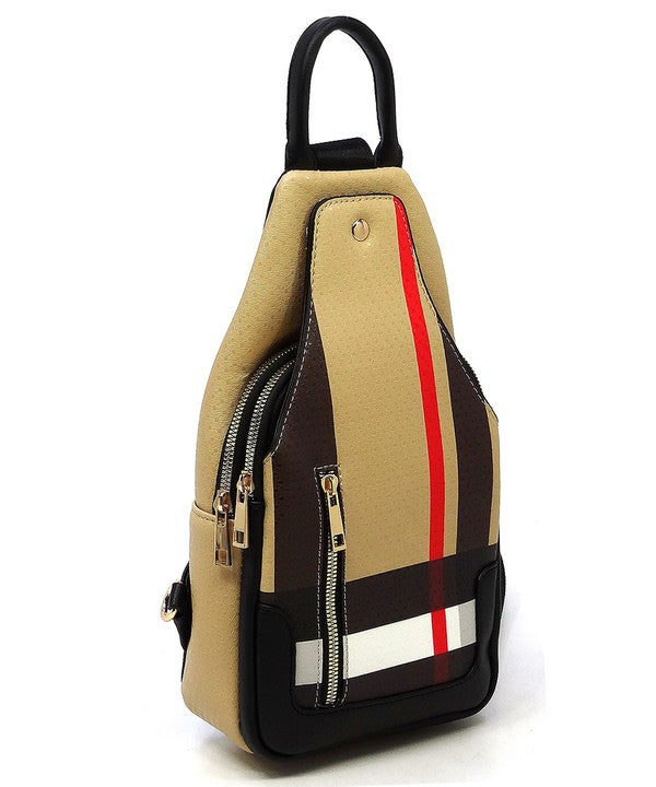 Plaid Check Sling Backpack