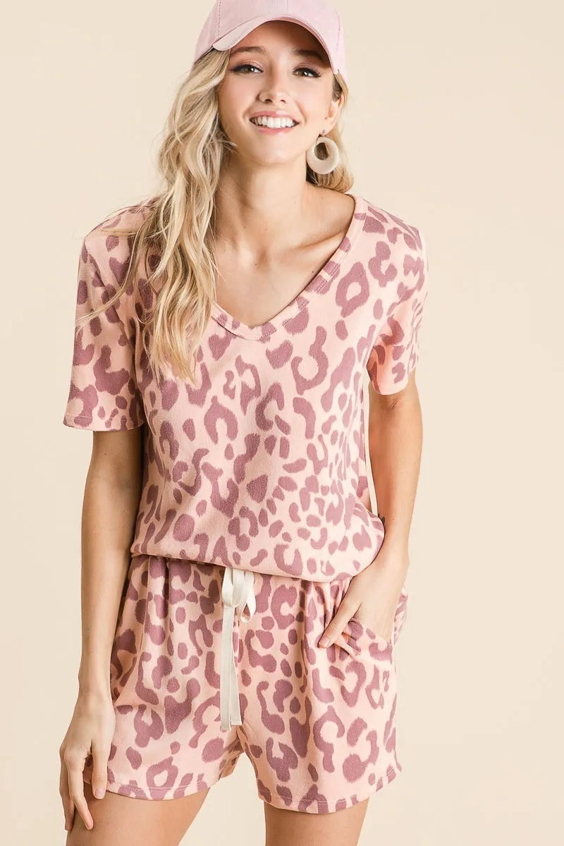 BiBi Leopard Shorts with Twill Tape Drawstring