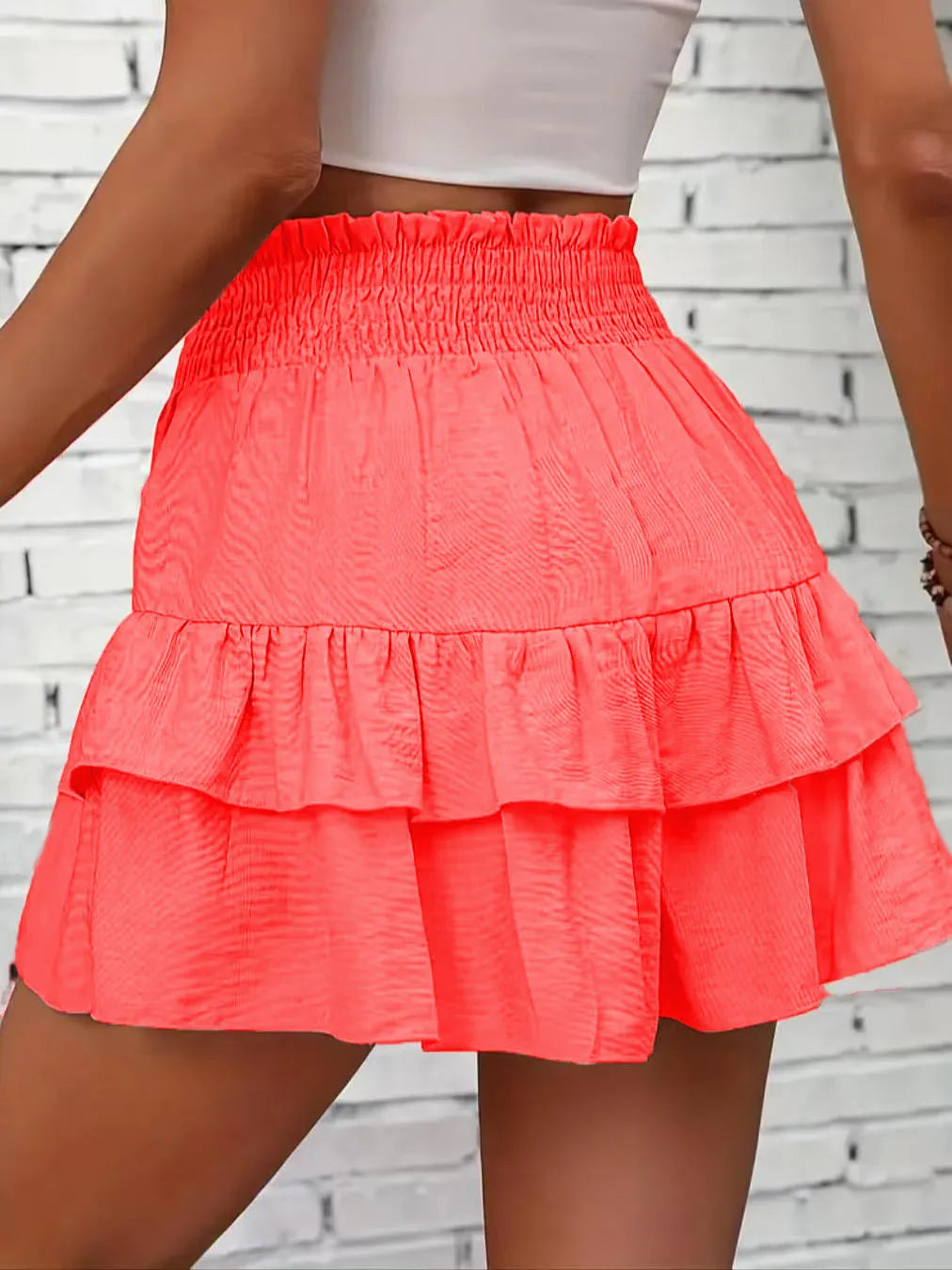 Ruffle Layered High Waist Casual Skort