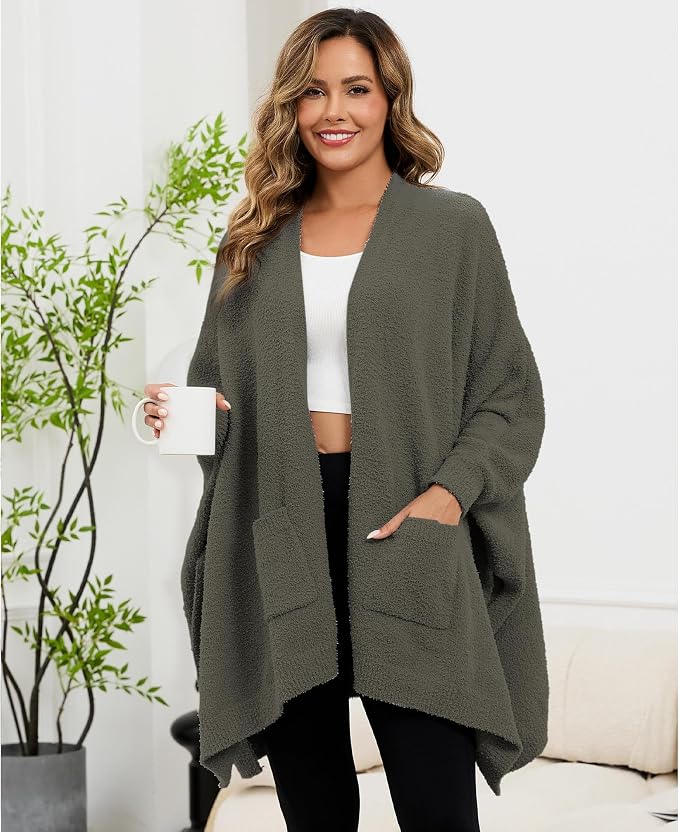 Women's Sherpa Wearable Blanket Poncho