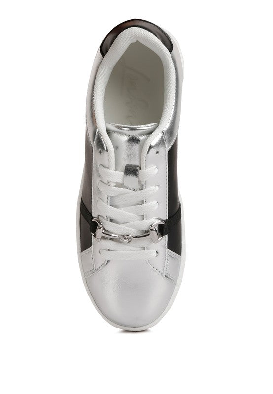 Nemo Contrasting Metallic Faux Leather Sneakers