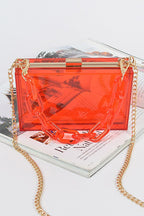 Lucite Chain Handle Clear Stadium Box Clutch