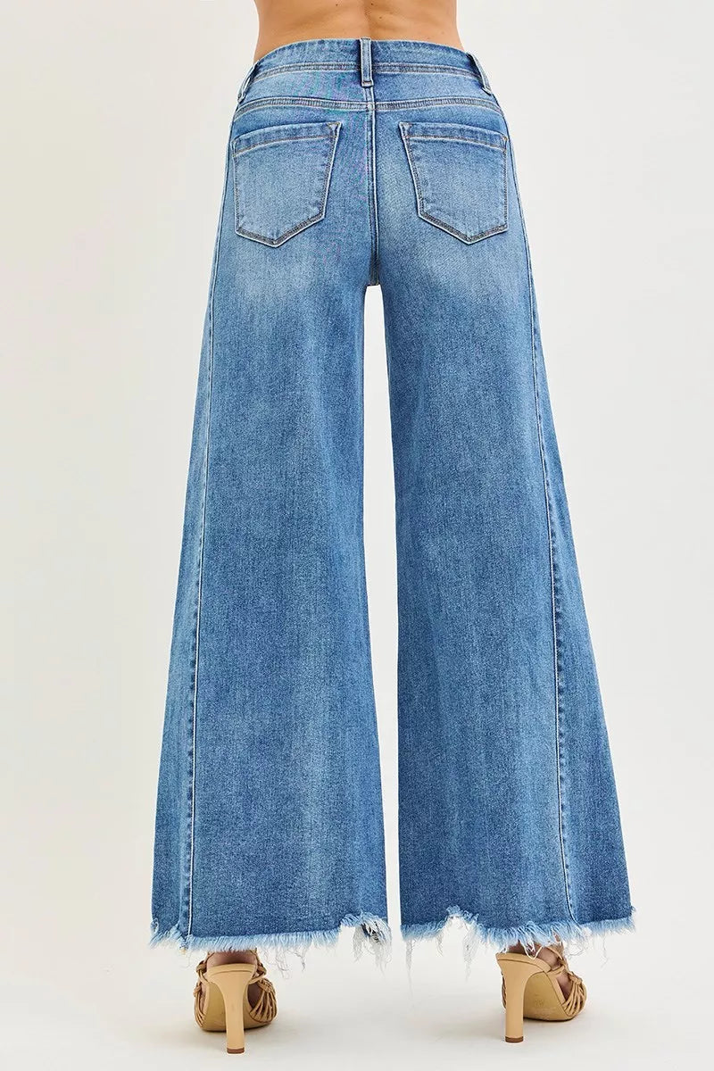 RISEN High Rise Ankle Wide Jeans