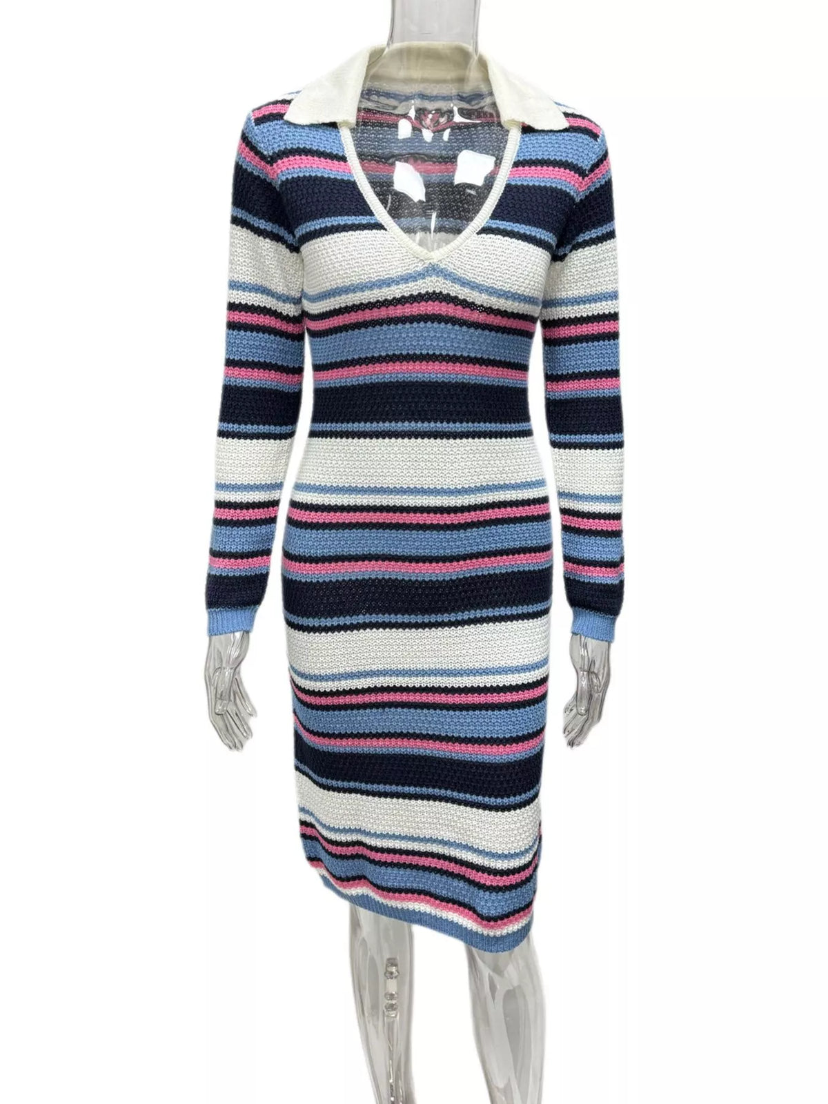 Striped Knitted Bodycon Sweater Dress