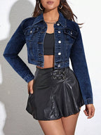 Cropped Button Up Denim Jacket