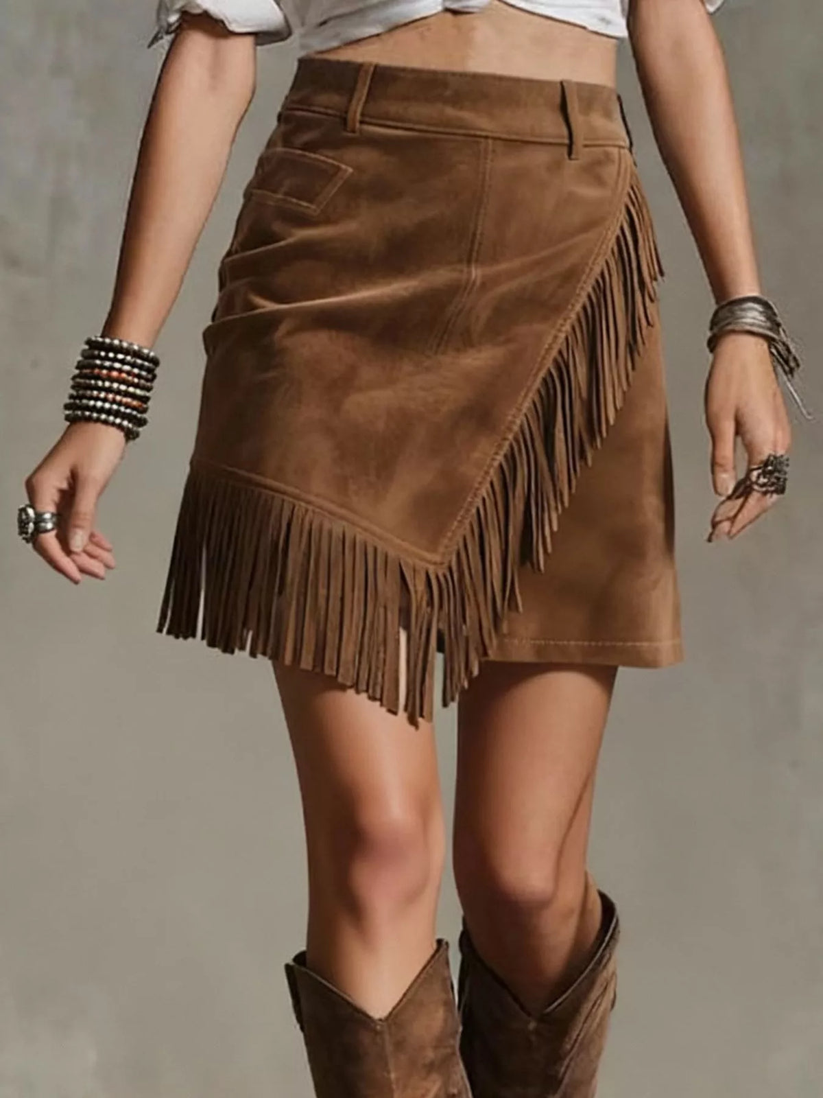 Fringe Suede Mini Skirt