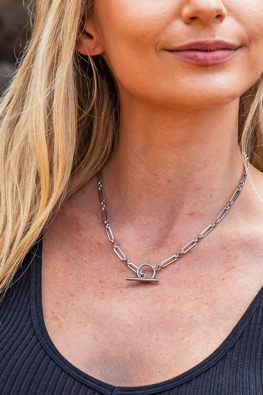 18K STAINLESS STEEL TOGGLE CHAIN NECKLACE