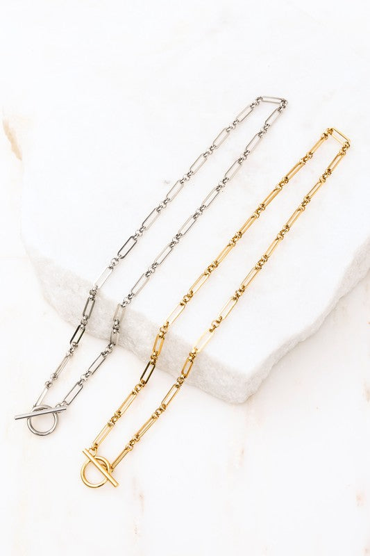 18K STAINLESS STEEL TOGGLE CHAIN NECKLACE