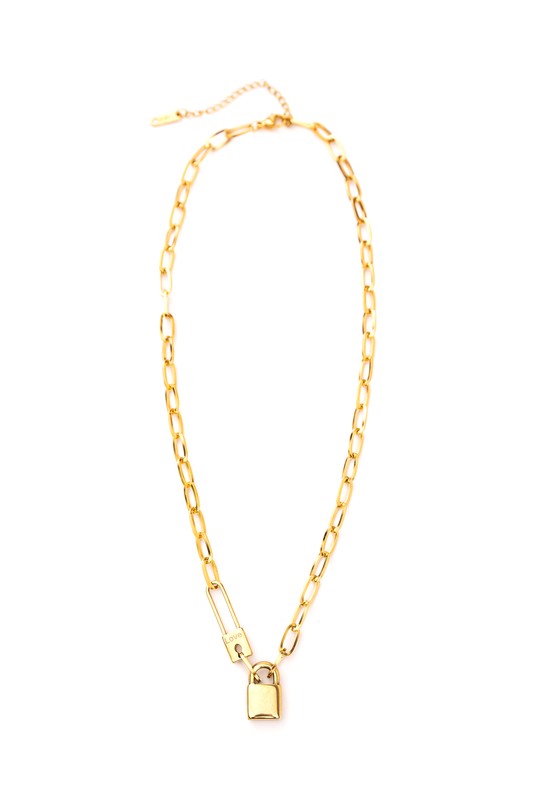 18K STAINLESS STEEL LOCK & CLIP CHAIN NECKLACE