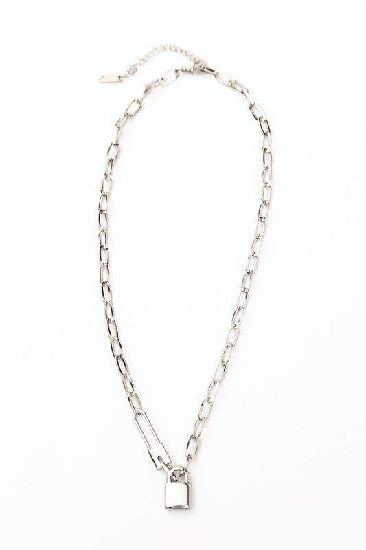 18K STAINLESS STEEL LOCK & CLIP CHAIN NECKLACE