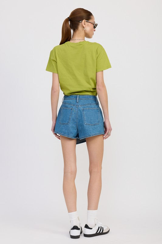 WRAPPED ASYMMETRICAL DENIM SKIRT