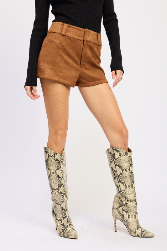 SUEDE LOWRISE SHORTS