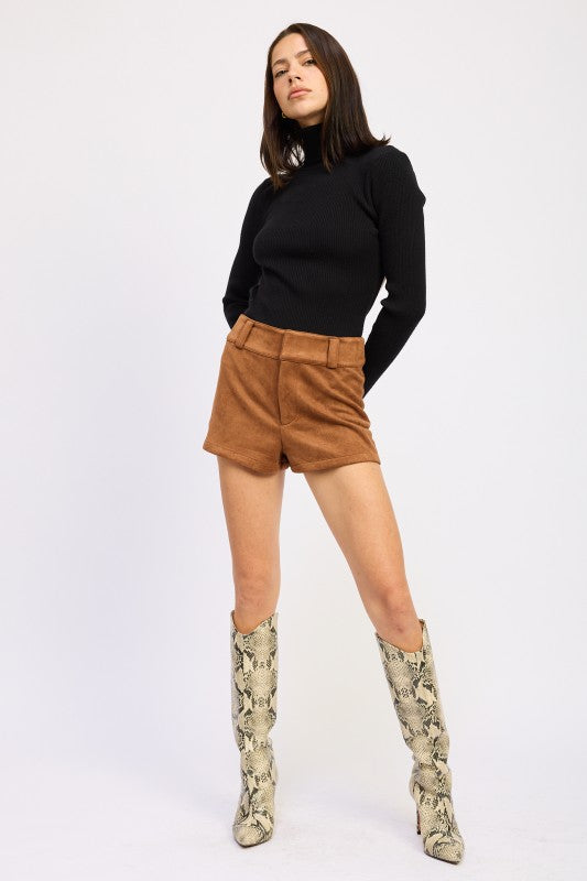 SUEDE LOWRISE SHORTS