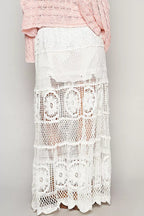 POL Crochet Floral Flared Skirt with Elastic Waist Band