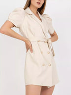 Blazer Style Tie Waist Mini Dress
