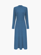 Ribbed Knit Long Sleeve Midi Dress