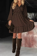 Polka Dot Ruffle Hem Wrap Dress