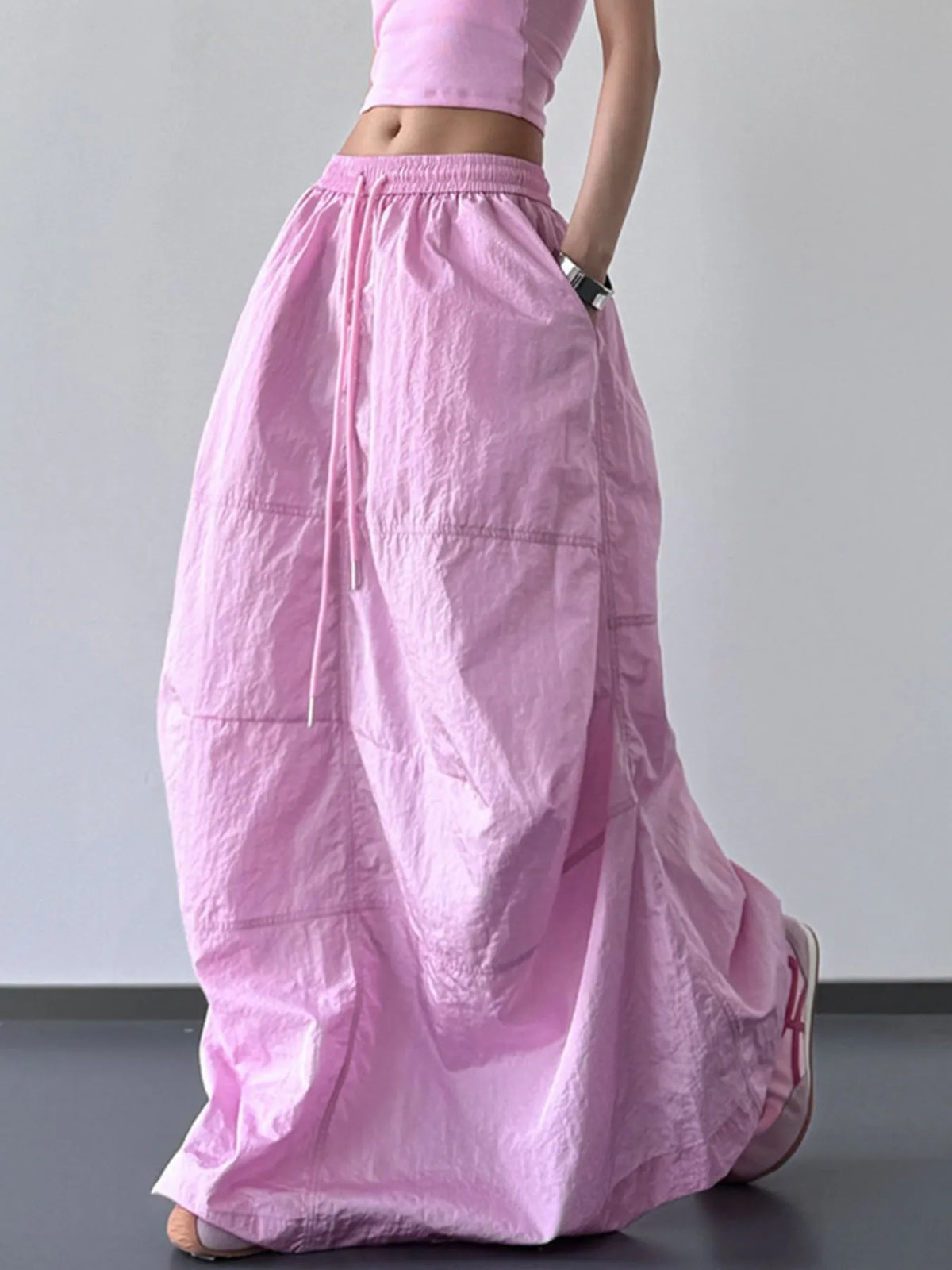 Drawstring Maxi Skirt