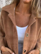 Full Size Button-Down Long Sleeve Longline Coat Plus Size