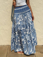 Printed High Waist Maxi Skirt