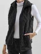 Full Size Cozy Faux Fur Zip-Up Vest Coat Plus Size
