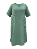 Plus Size V-Neck Half Sleeve Dress