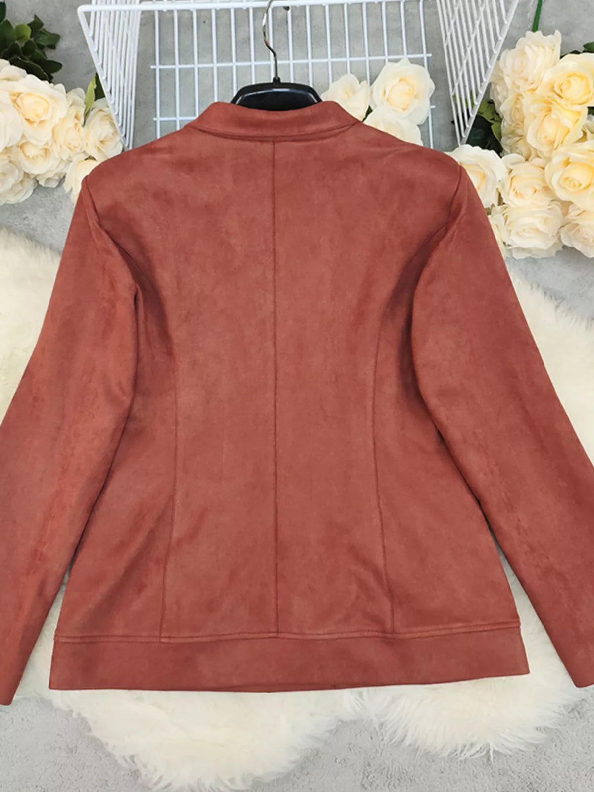 Button Up Lapel Collar Blazer