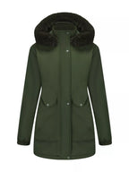 Full Size Fur Hooded Warm Winter Parka Outerwear Plus Size